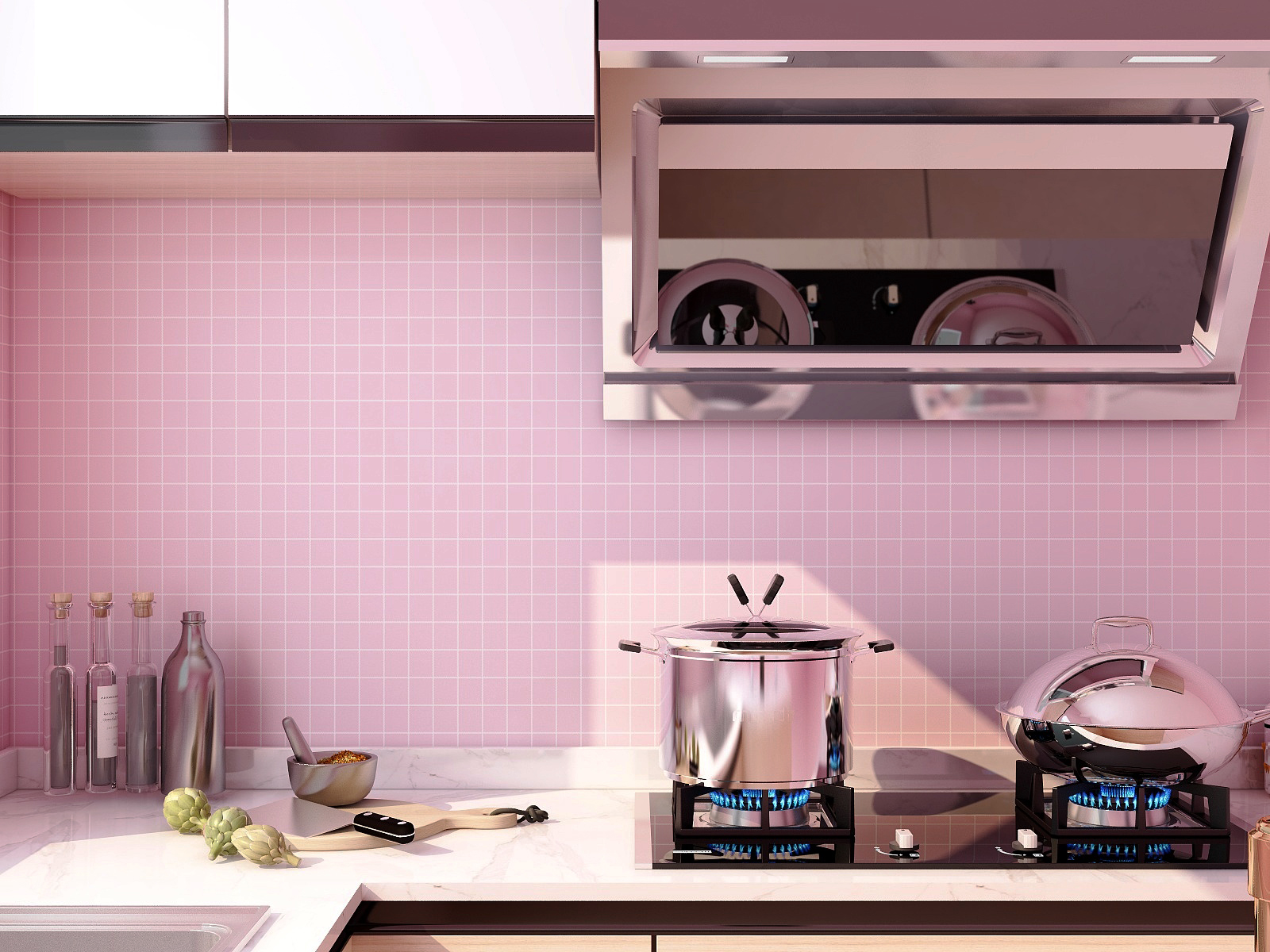 Black Grid 3D Adhesive Wallpaper 3D Wall Stickers Waterproof For Kitchen Bathroom
