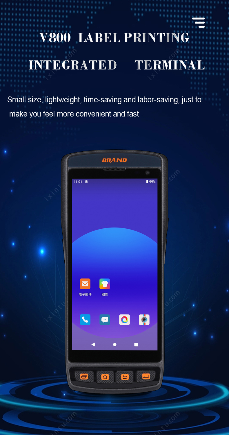 Android 11 PDA Android Industrial Handheld Terminal Rugged Pda Built-In Printer Barcode Scanner