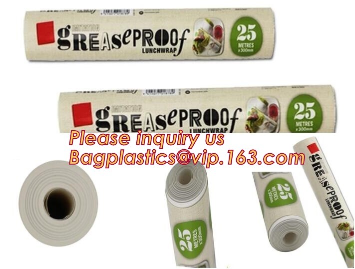 Bleached with Unbleached Greaseproof Paper for food wrapping,Environmental friendly and green greaseproof food packaging