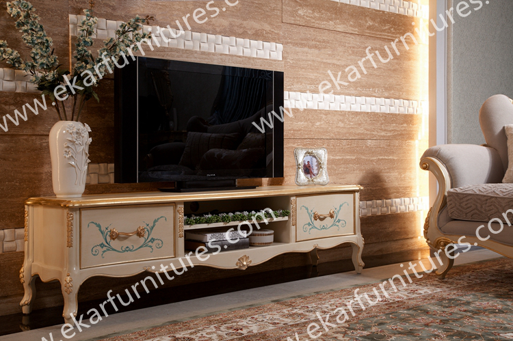 Antique Marble Top TV Stand Classic wooden cupboard designs modern living room cabinet