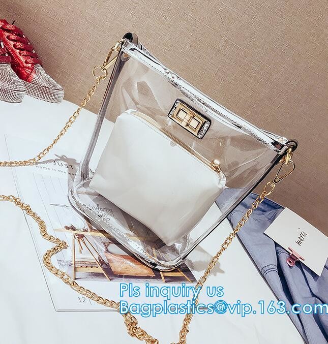 Gift bag clear shopping bag custom PVC plastic shopping bag, shiny pvc handle shopping hand bag clear tote bags ladies h