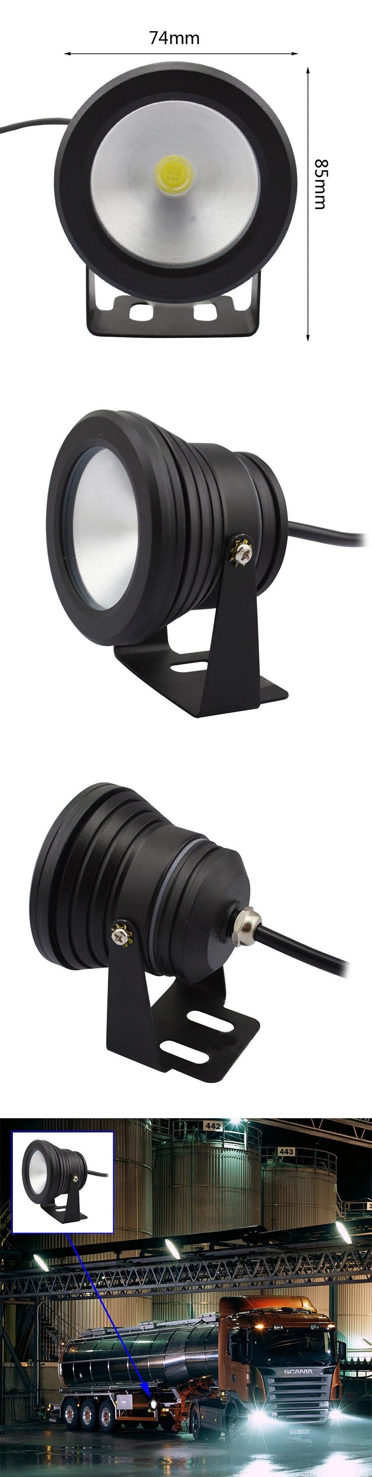 Cob 10w Underwater Light , Warm White 12v Underwater Light Durable Easy Install