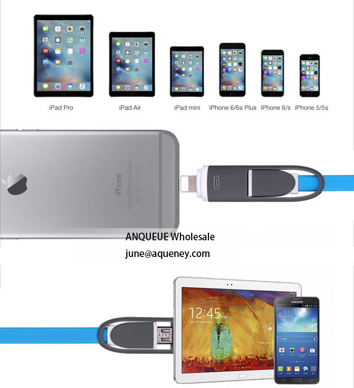 Portable 2 in 1 Retractable USB Cable Reel Universal Mobile Phone Charger Cable Fit For iPhone And Android