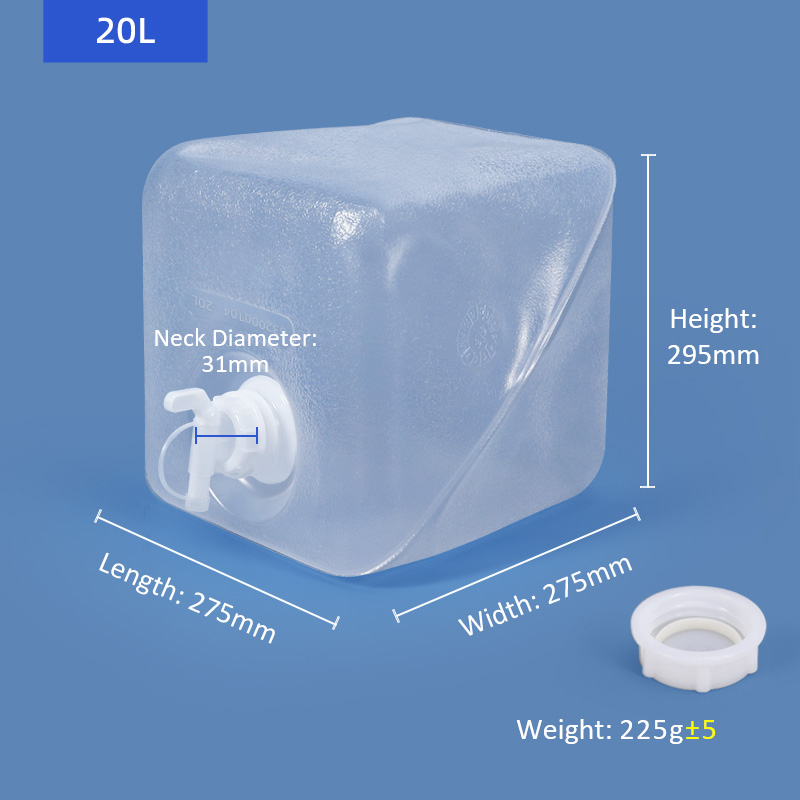 Custom Size Accepted 20L Outdoor Collapsible Jerry Can Water Container With Plastic Tap