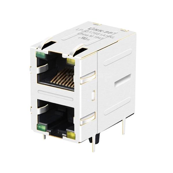 LPJG17661AHNL 100/1000 Base-T 2x1 Port RJ45 Female Connectors With Green/Yellow