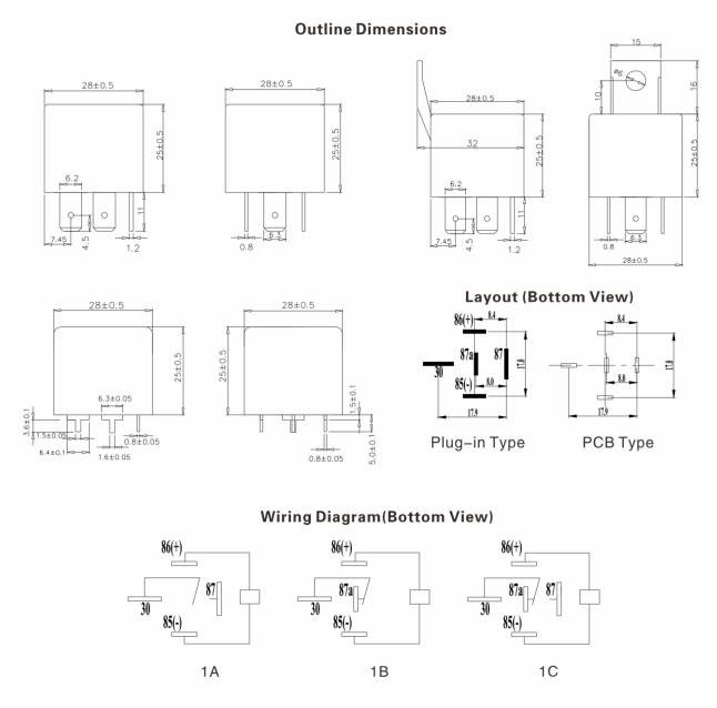 Screw Mount QT Terminal Universal Automotive Relay DC 12V 40A Class F