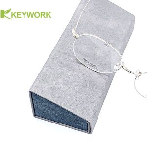 Side-Trapezoid Tri Fold Metal Reading Optical Glasses Case Resit Compression