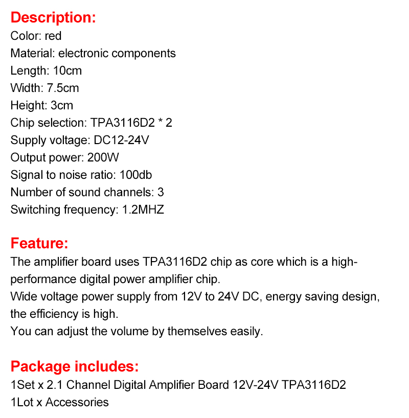CA-3116P 2*50W+100W Digital Amplifier Board High-Performance Linear Audio Amplifiers TPA3116D2