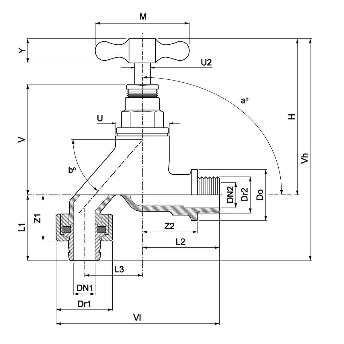 DN15 DN20 Pipeline Taps Male Thread Bath Bib Taps With Nozzel