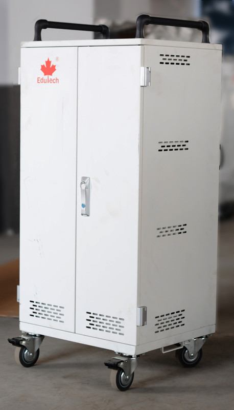 White Mobile Charging Cart Steel Material 60 Units Laptop Charging Cart