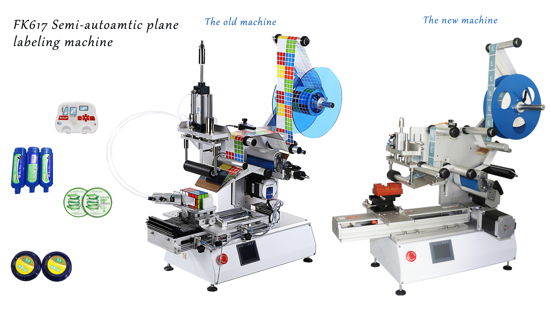 Food Can Label Applicator with Semi Automatic Round Flat Bottle Labeling Capability