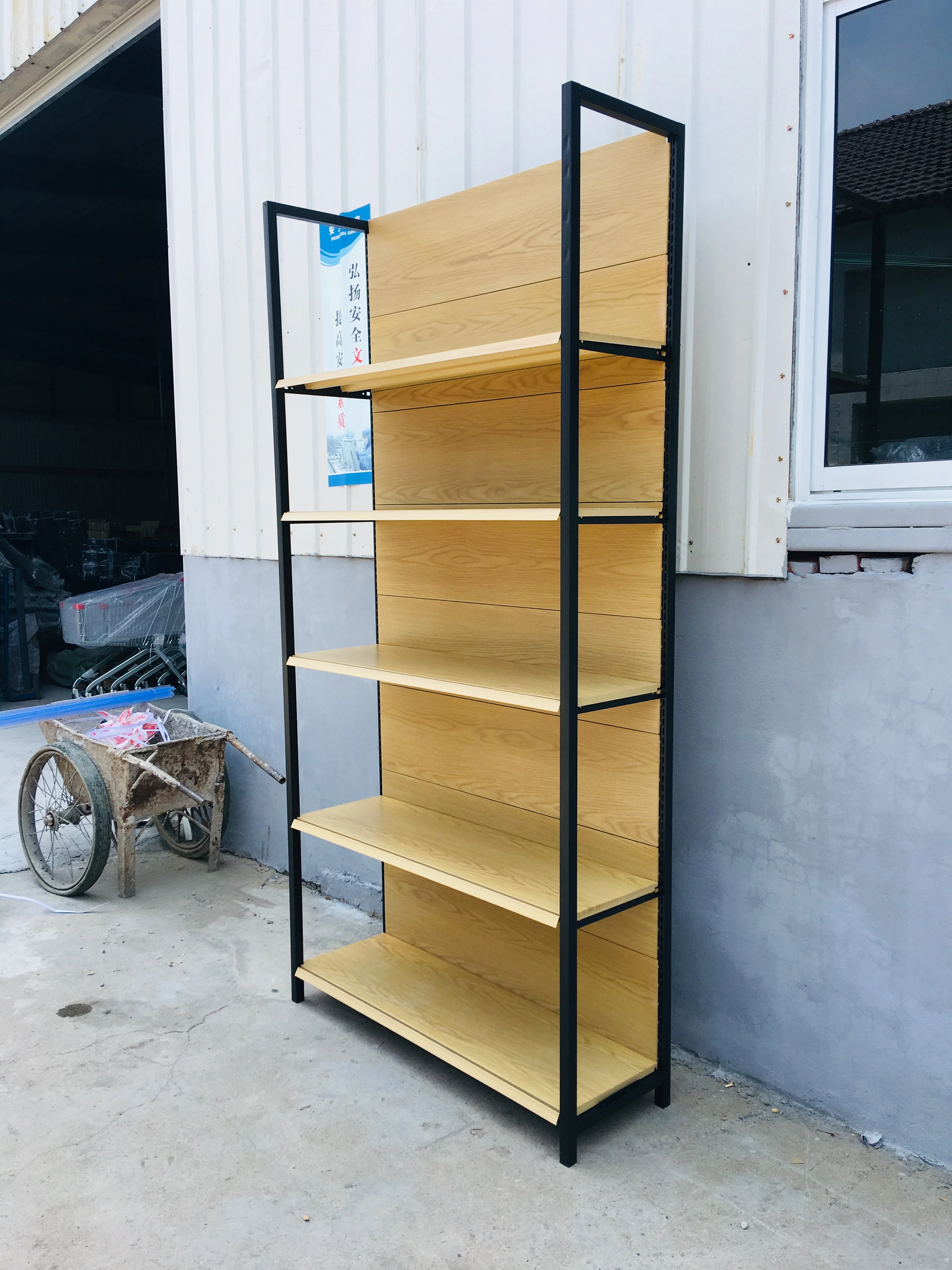 wholesale supermarket shelves shop racks gondola shelving with side net store shelves