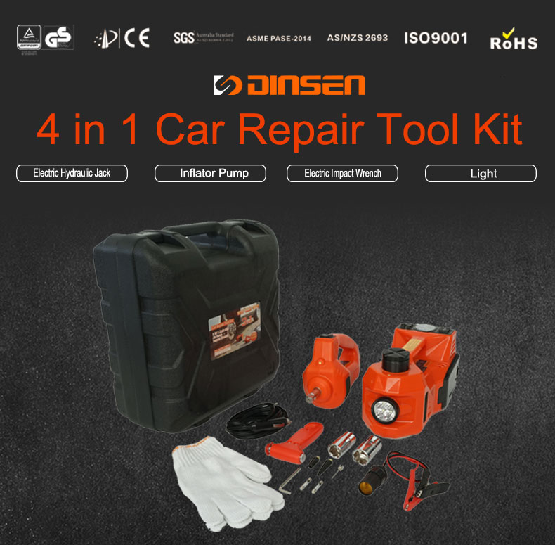 3Ton Lifting 45cm 4 in1 Car Electric jack car air pump car electric wrench Auto multi-function maintenance tools