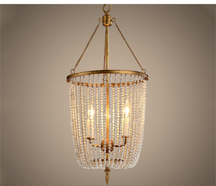 Modernized rustic iron chandelier with wooden beads lampshade (WH-CI-39)