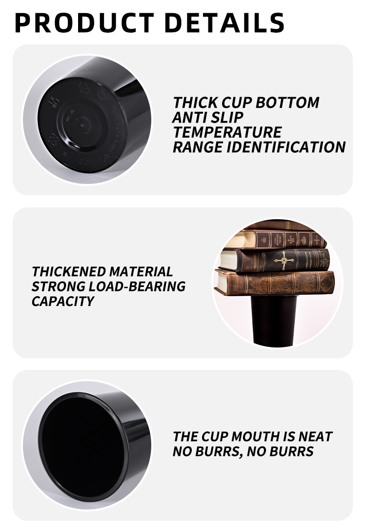 12oz 16oz PP Plastic Cups Custom Design Eco Friendly Black PP Plastic Drink Cups