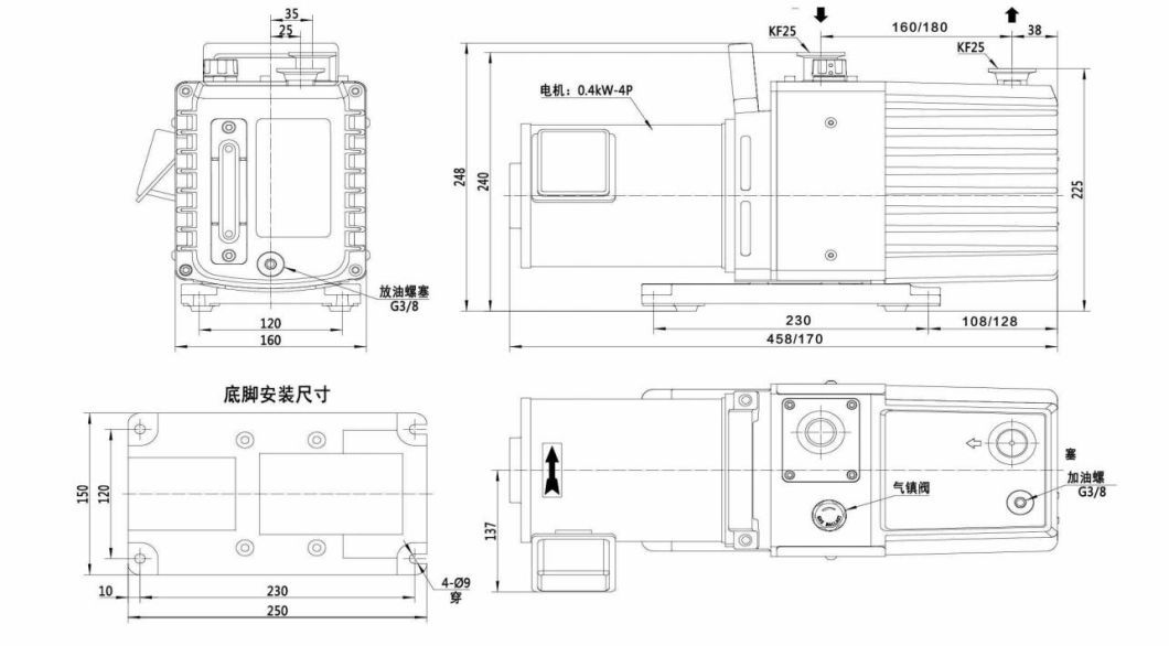 Dual Sstage Rotary Vane Vacuum Pump for Metallurgy