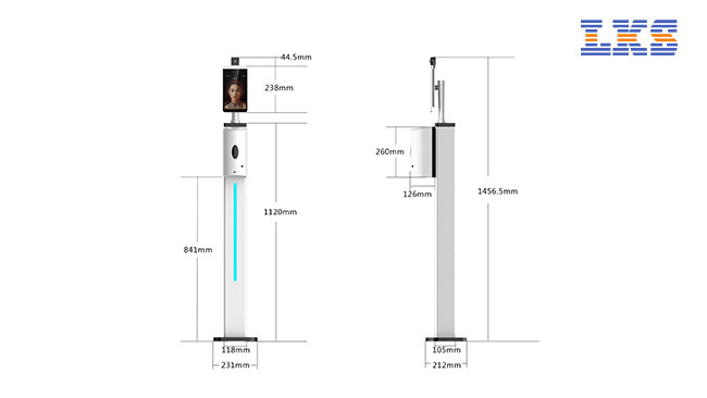 Security CE FCC Hand Sanitizer Temperature Kiosk Face Recognition