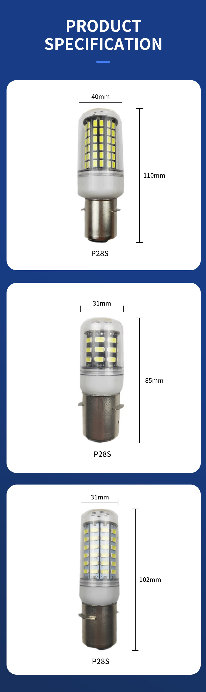 Anti Interference P28s Navigation Light Bulb 24v 36v 48v 110v 2v