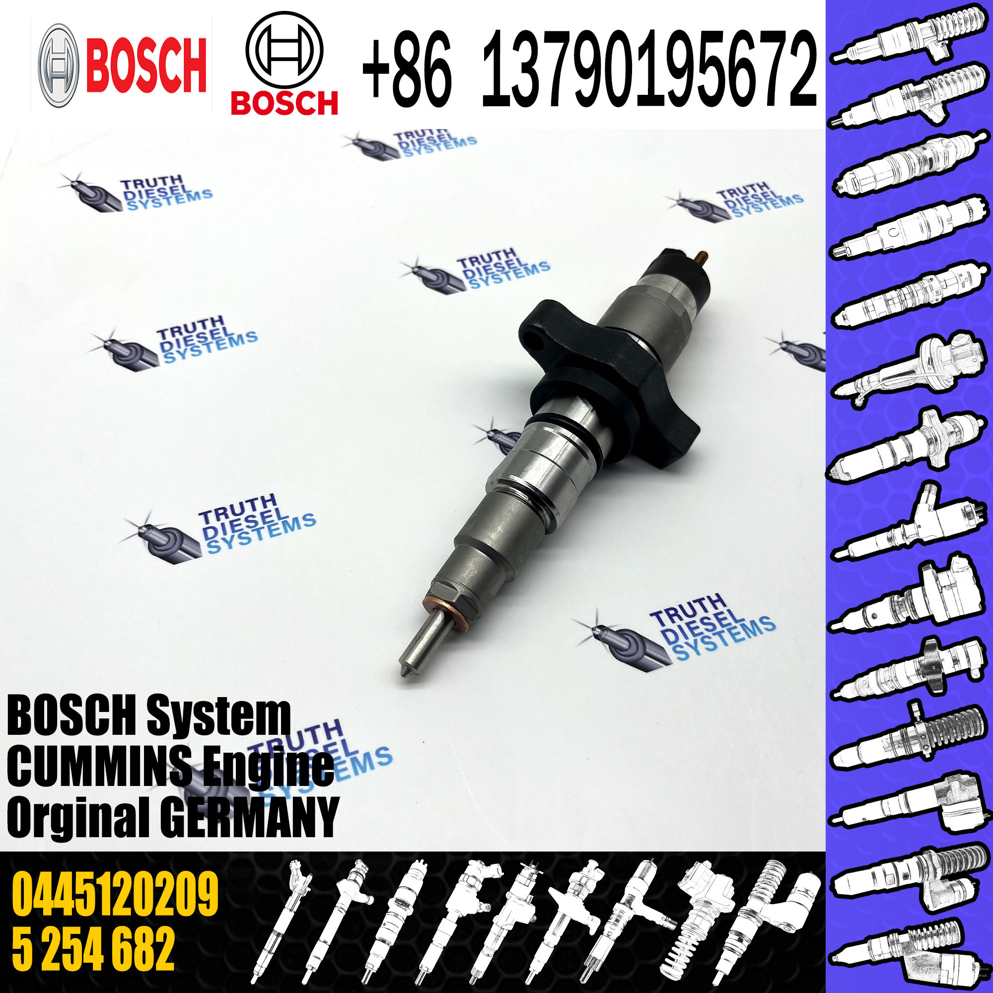 High Quality Diesel Injector 0445120252 0445120254 for BOSCH,High Pressure Common Rail Injector 0445120209