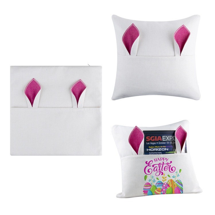40*40cm Blank Sublimation Pillow Case With Rabbit Ear And Pocket For Easter Day
