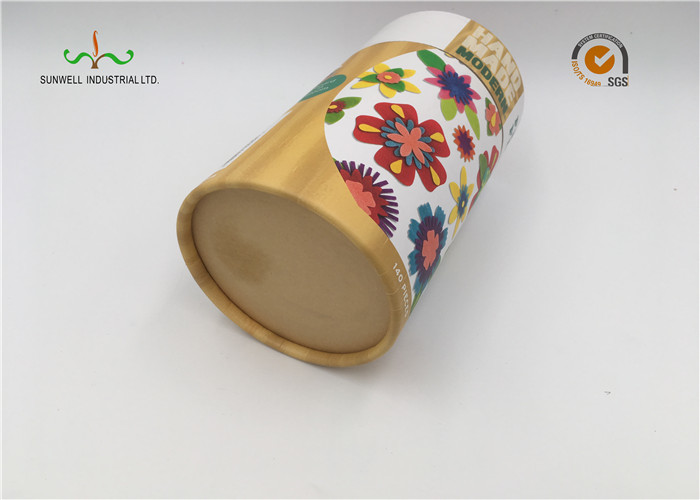 Handmade Custom Cardboard Cylinder Tubes , Round Paper Tea Box With Your Logo