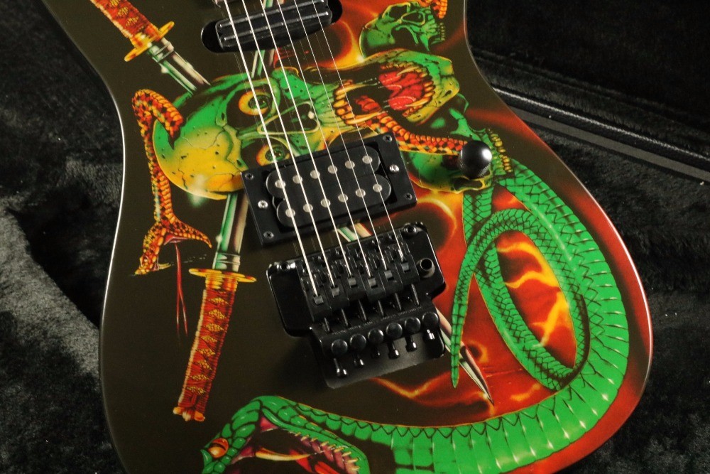Hot popular skull inlay skull snake body top quality floydrose tremolo Electric guitar Guitarra black hardware electric