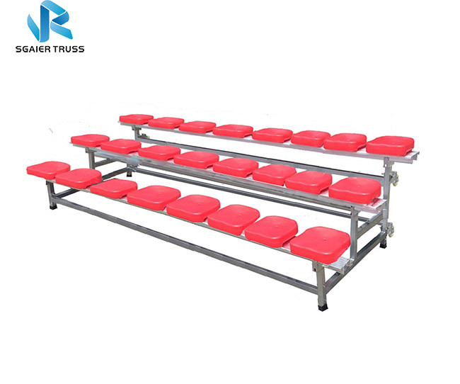 Straight 5 Row Bleachers , Fireproof Portable Aluminum Bleachers With Foot Pads / Plastic Seats