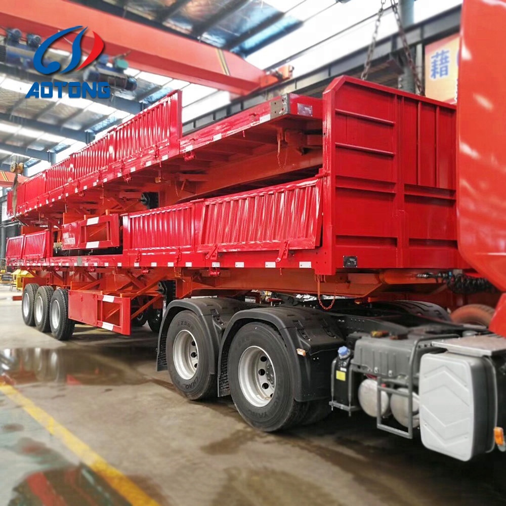 11R22.5 12R22.5 315/80R22.5 Tri-axles Detachable Side Wall Trailers for Bulk Cargo