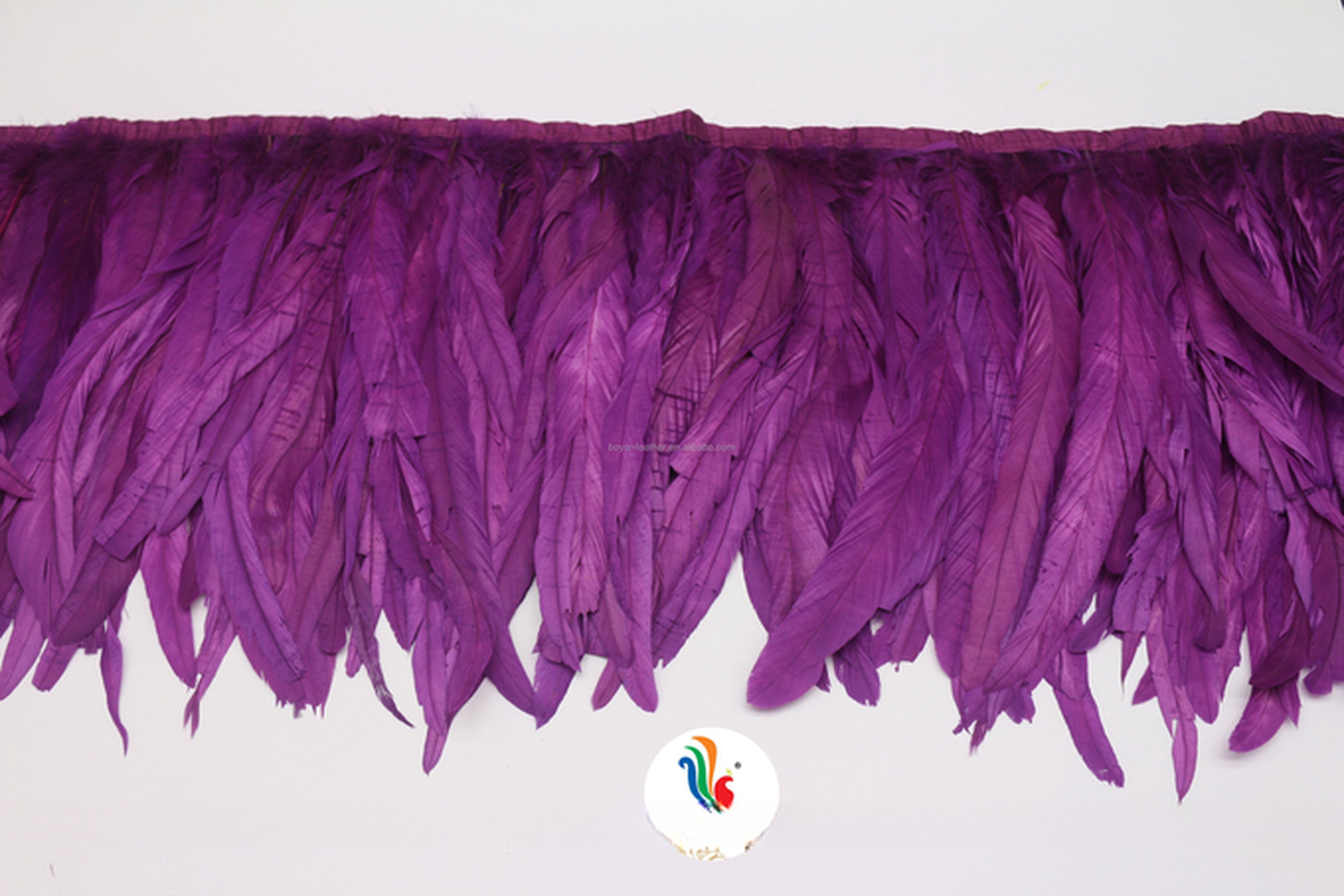 10-12inch Rooster Coque Feather Fringe Trim with Satin Ribbon Tape