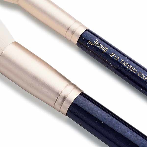 6pcs Prussian Blue / Golden Sands Face Makeup Brush Set Angled Blush Finish T488