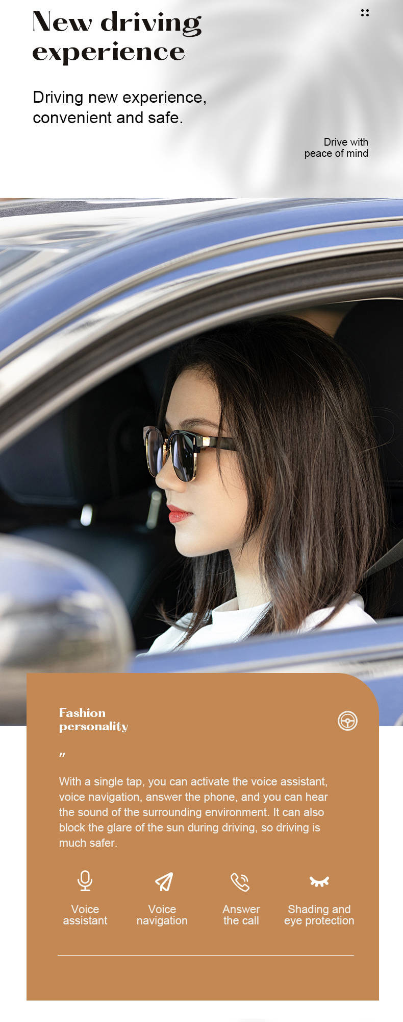 Bluetooth Eyeglasses Android Smart Glasses Sunglasses Lens Dual Stereo Speaker For Women