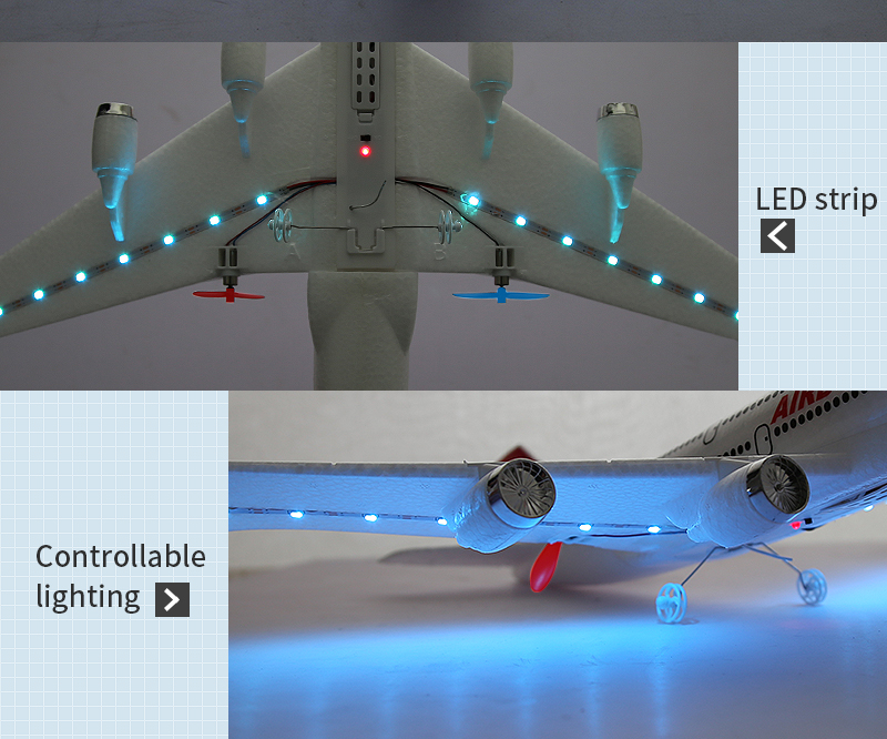 A380 747 2.5 RC Airplane 2.4G Fixed Wing Plane 6 Gyro Kids Radio Aircraft Long Flight Time with 3.7V/500mAh Lipo Battery