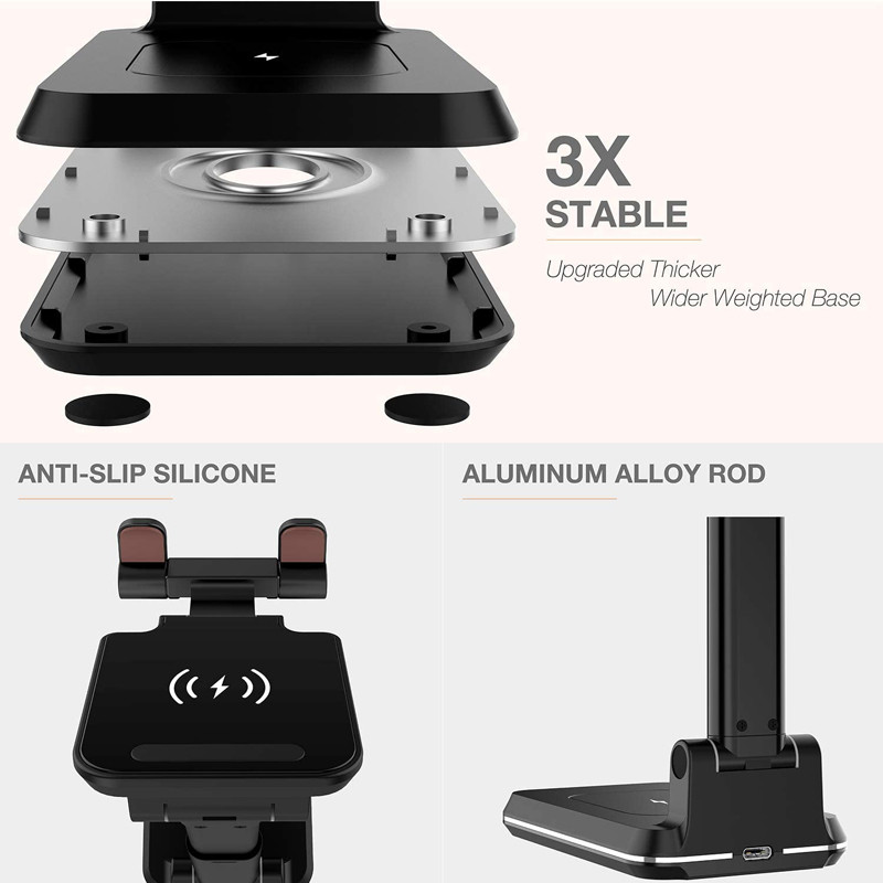 2 in 1 Wireless Charger Stand Angle Height Adjustable Dual 10W