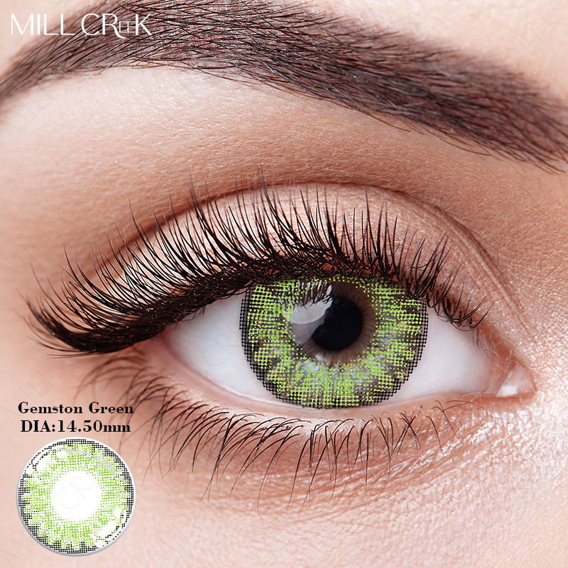 KSSEYE Prescription One Month Color Contact Lenses Lime Green Emerald Green
