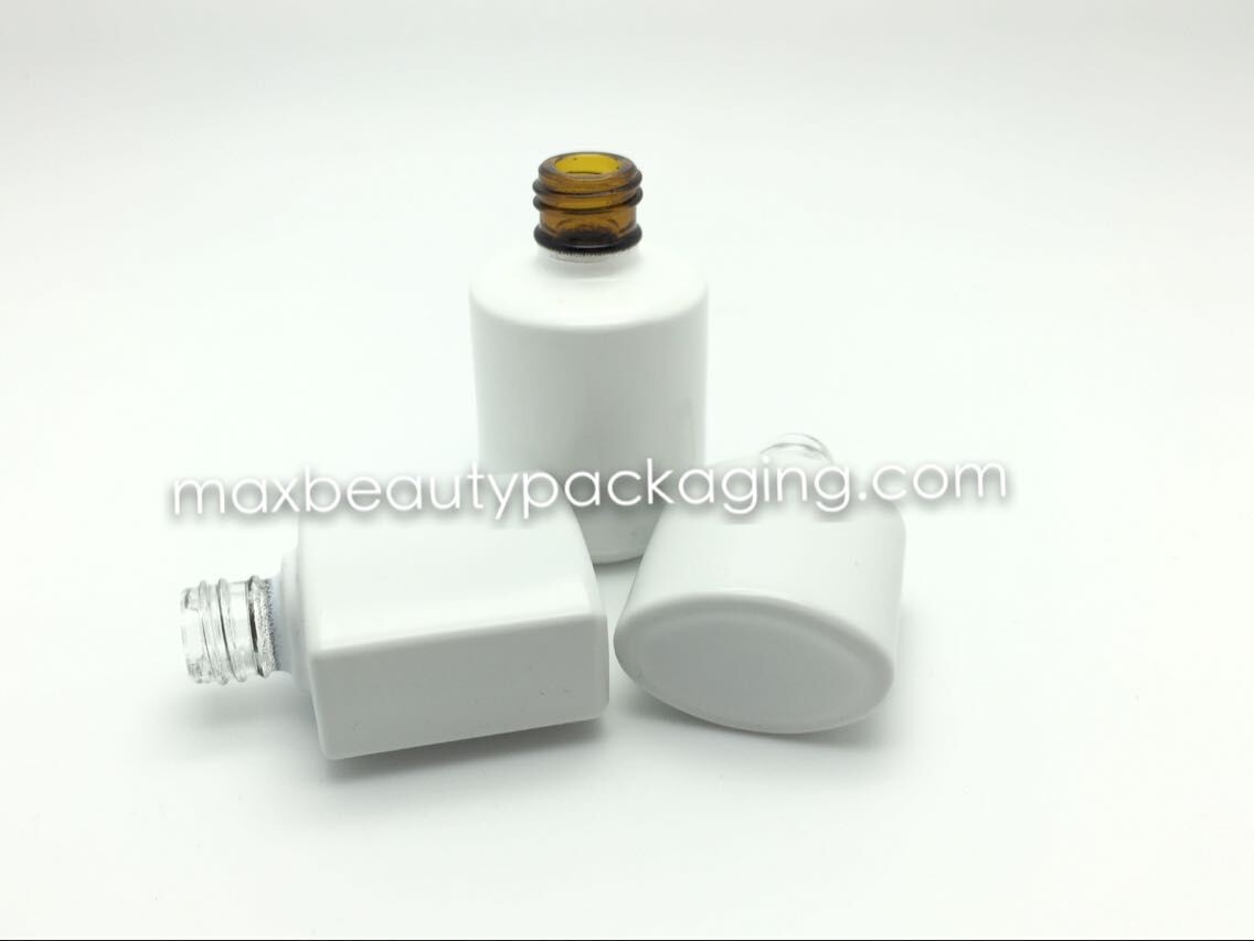 high quality thick and strong powder coating gel bottle 15ml amber matte white bottle round shape nail polish packaging