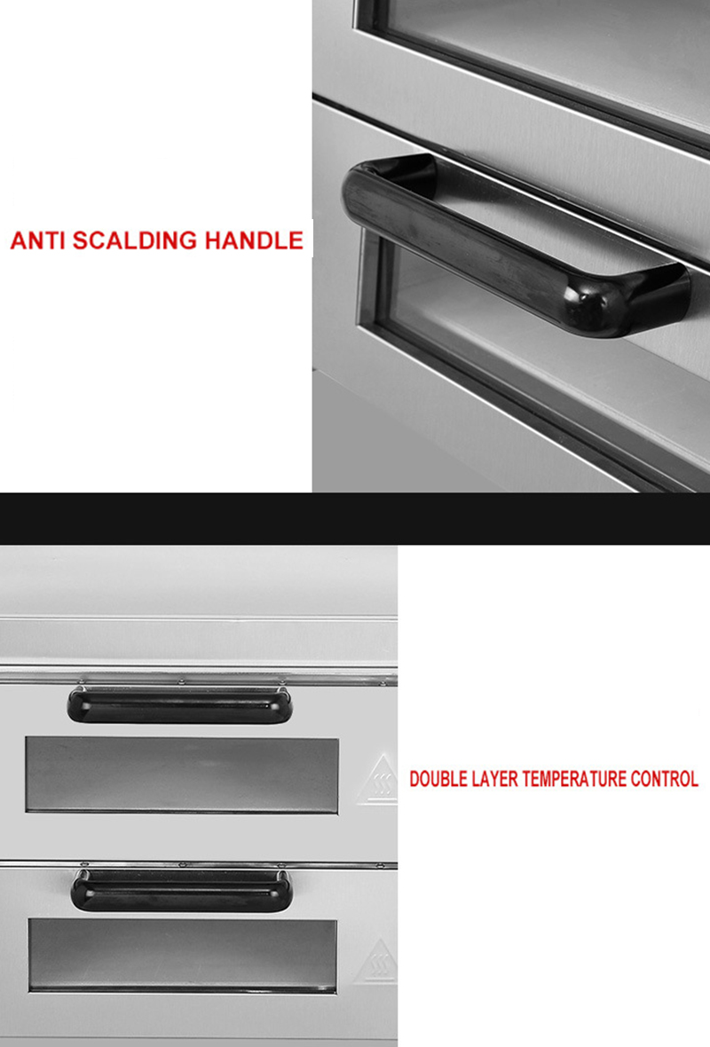 Stainless Steel Electric Pizza Baking Oven Double Deck for Household and Restaurant