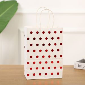 Custom Gold Dot Kraft Paper Gift Bags with Twisted Handles