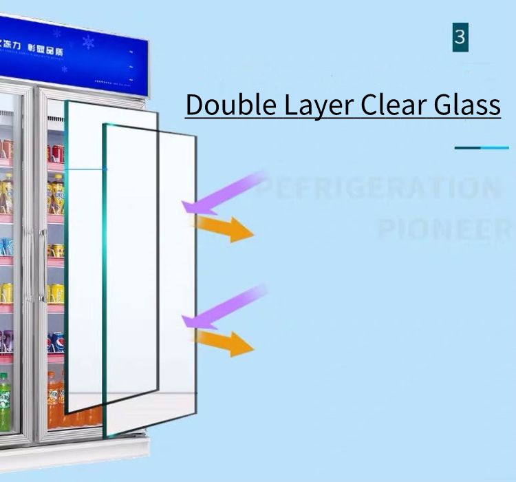 320W Glass Front Commercial Beverage Refrigerator Microcomputer Classic Type