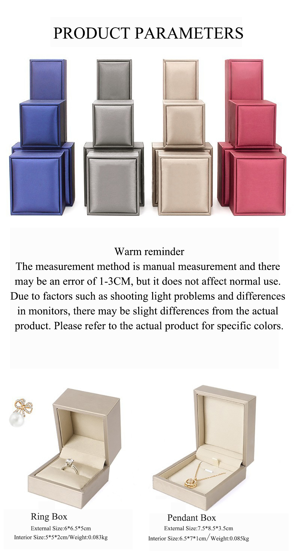 PU Leather Fabric Gold Ring Packaging Box Customized With Statin Lining