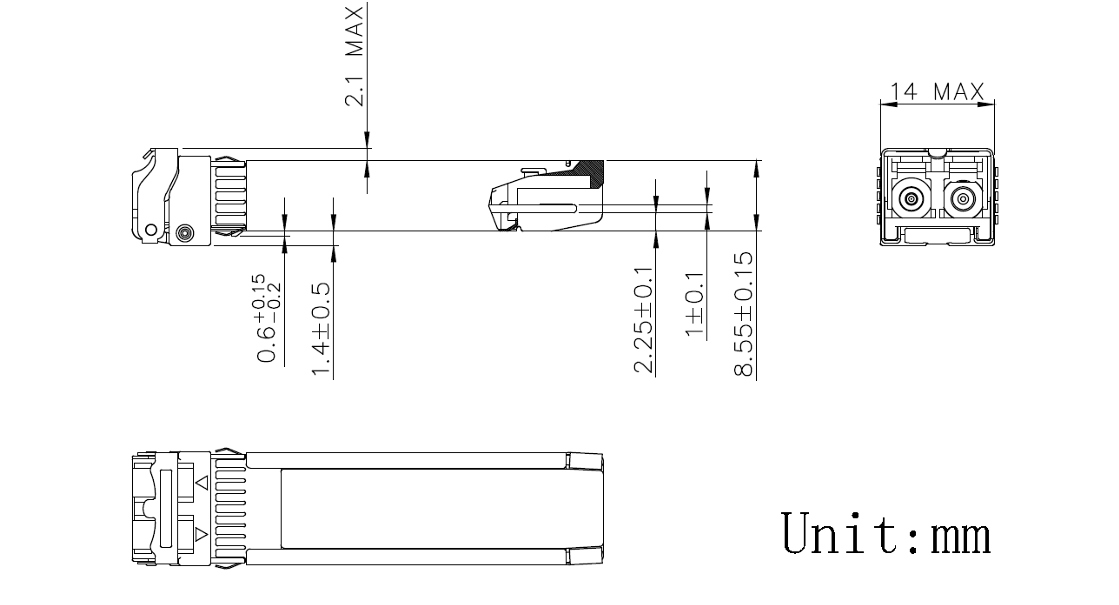 Fiber Type Multi Mode Fiber OM3 network 10G SFP 850nm 300m LC Optical Transceiver Module for Data Center