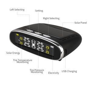 China Solar Power Car TPMS Tire Pressure Monitoring System With Solar USB charging Monitor on sale