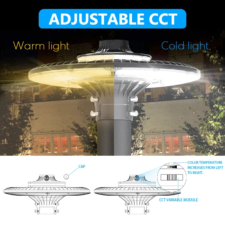 16+ Years Factory Ajustable 150W IP65 Built-in Waterproof 130lm/W Fairy Lawn Courtyard Landscape Park Yard Pathyway Street Post Top LED Garden Light