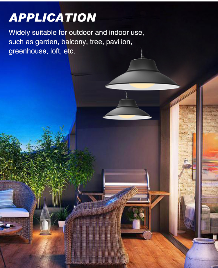 Pendant Smart Solar Powered Led Ceiling Lights With LiFePO Battery up to 13hr Φ268*160mm