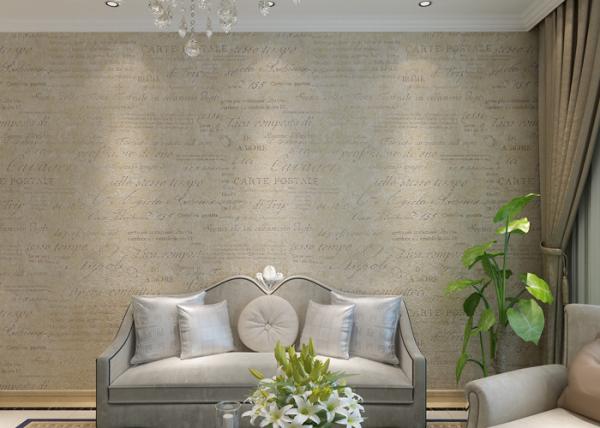 Removable Interior Home Wallpaper / Retro Style Wallpapers Vantage with Beige