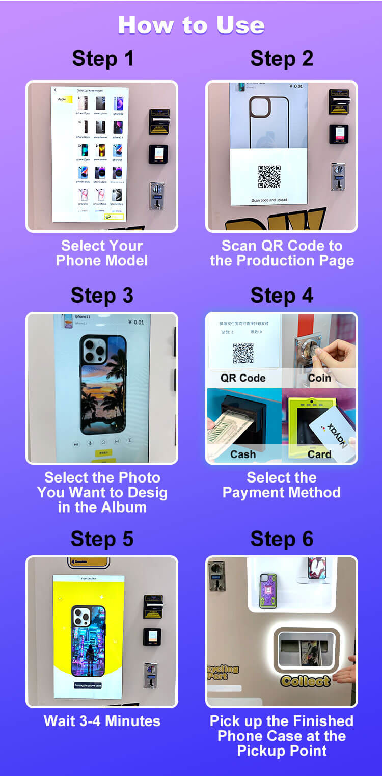 Convenient Personalised Phone Case Vending Machine with Language Options English/Chinese/Spanish