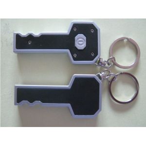 Custom Plastic Key Shape Led Flashlight Keychain / Led Torch Keychain 8*3.5CM