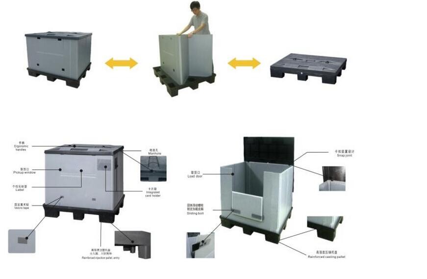 Custom Size HDPE collapsible pallet vented storage foldable plastic pallet box for agriculture