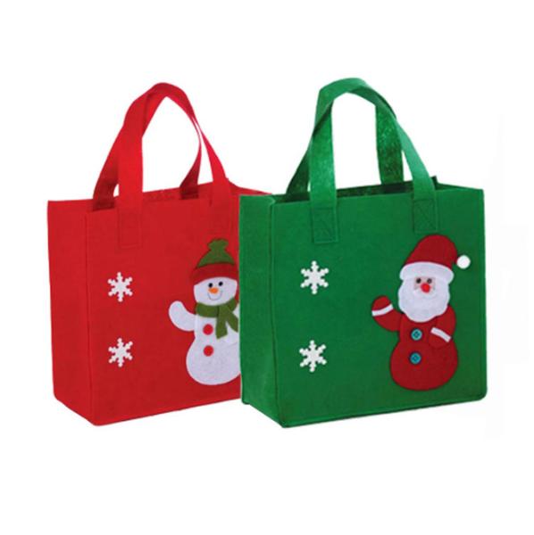 2021 new hot selling Christmas Santa felt tote bag reusable woman shopping bag
