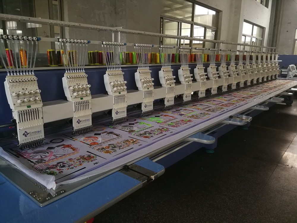 Computerized Operation Flat Embroidery Machine 18 Heads 9 Colors