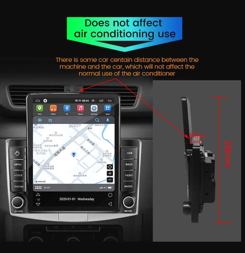 Universal Android Auto Car Radio 9.5'' Vertical Screen FM IPS Carplay MP5 Car Player